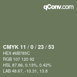 Color code: CMYK 11 / 0 / 23 / 53 | qconv.com