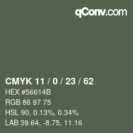 Color code: CMYK 11 / 0 / 23 / 62 | qconv.com