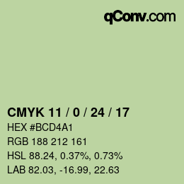 カラーコード: CMYK 11 / 0 / 24 / 17 | qconv.com