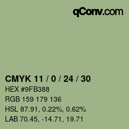 颜色代码: CMYK 11 / 0 / 24 / 30 | qconv.com