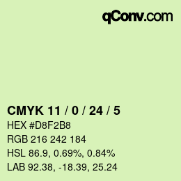 カラーコード: CMYK 11 / 0 / 24 / 5 | qconv.com