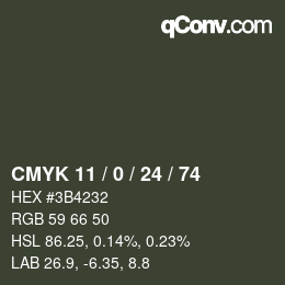 カラーコード: CMYK 11 / 0 / 24 / 74 | qconv.com