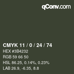 Color code: CMYK 11 / 0 / 24 / 74 | qconv.com