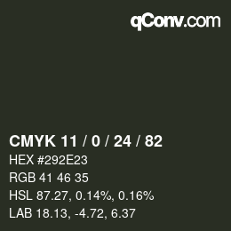 Color code: CMYK 11 / 0 / 24 / 82 | qconv.com