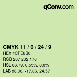 カラーコード: CMYK 11 / 0 / 24 / 9 | qconv.com
