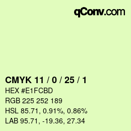 颜色代码: CMYK 11 / 0 / 25 / 1 | qconv.com
