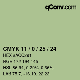 颜色代码: CMYK 11 / 0 / 25 / 24 | qconv.com