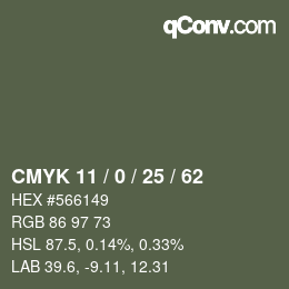 Color code: CMYK 11 / 0 / 25 / 62 | qconv.com