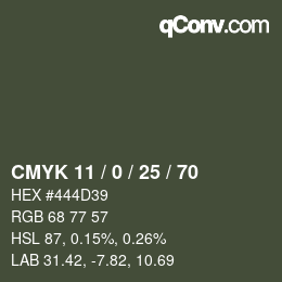 Color code: CMYK 11 / 0 / 25 / 70 | qconv.com