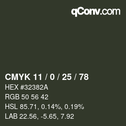 Color code: CMYK 11 / 0 / 25 / 78 | qconv.com