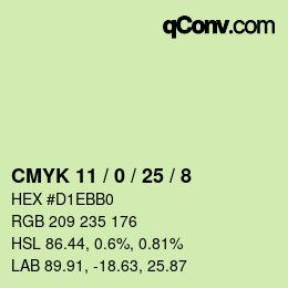 Color code: CMYK 11 / 0 / 25 / 8 | qconv.com