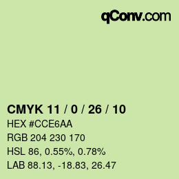 Color code: CMYK 11 / 0 / 26 / 10 | qconv.com