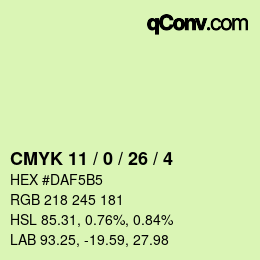 カラーコード: CMYK 11 / 0 / 26 / 4 | qconv.com