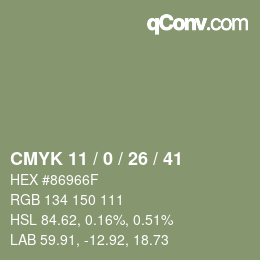 カラーコード: CMYK 11 / 0 / 26 / 41 | qconv.com