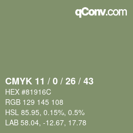 Color code: CMYK 11 / 0 / 26 / 43 | qconv.com