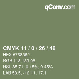 Color code: CMYK 11 / 0 / 26 / 48 | qconv.com