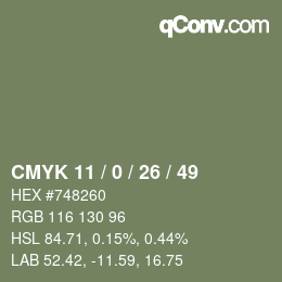 Color code: CMYK 11 / 0 / 26 / 49 | qconv.com