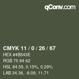 Color code: CMYK 11 / 0 / 26 / 67 | qconv.com