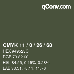 Color code: CMYK 11 / 0 / 26 / 68 | qconv.com