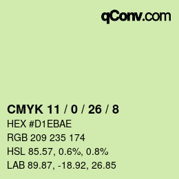 Farbcode: CMYK 11 / 0 / 26 / 8 | qconv.com