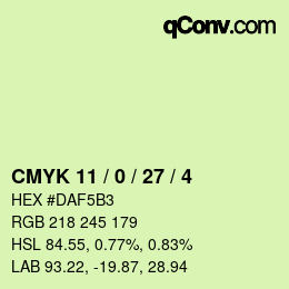 Color code: CMYK 11 / 0 / 27 / 4 | qconv.com