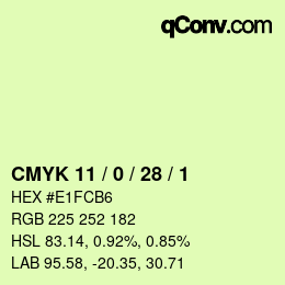 カラーコード: CMYK 11 / 0 / 28 / 1 | qconv.com
