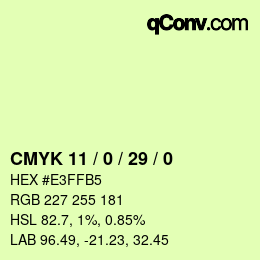 カラーコード: CMYK 11 / 0 / 29 / 0 | qconv.com
