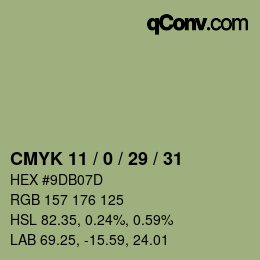 Color code: CMYK 11 / 0 / 29 / 31 | qconv.com