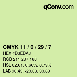 カラーコード: CMYK 11 / 0 / 29 / 7 | qconv.com
