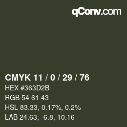 Color code: CMYK 11 / 0 / 29 / 76 | qconv.com