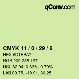 カラーコード: CMYK 11 / 0 / 29 / 8 | qconv.com