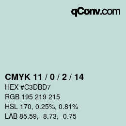 カラーコード: CMYK 11 / 0 / 2 / 14 | qconv.com