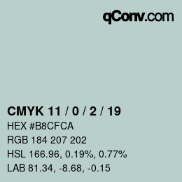Color code: CMYK 11 / 0 / 2 / 19 | qconv.com