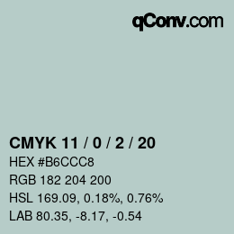 Color code: CMYK 11 / 0 / 2 / 20 | qconv.com