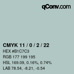 Color code: CMYK 11 / 0 / 2 / 22 | qconv.com
