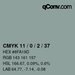 颜色代码: CMYK 11 / 0 / 2 / 37 | qconv.com