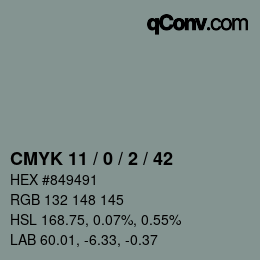 Color code: CMYK 11 / 0 / 2 / 42 | qconv.com