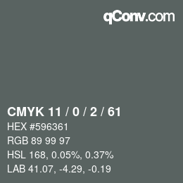 カラーコード: CMYK 11 / 0 / 2 / 61 | qconv.com