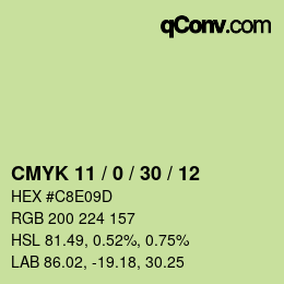 Color code: CMYK 11 / 0 / 30 / 12 | qconv.com