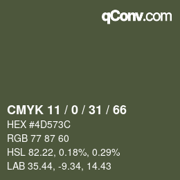 Color code: CMYK 11 / 0 / 31 / 66 | qconv.com