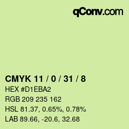 カラーコード: CMYK 11 / 0 / 31 / 8 | qconv.com