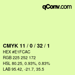 Color code: CMYK 11 / 0 / 32 / 1 | qconv.com