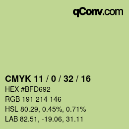 Color code: CMYK 11 / 0 / 32 / 16 | qconv.com