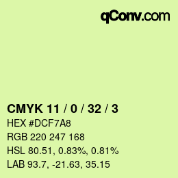 カラーコード: CMYK 11 / 0 / 32 / 3 | qconv.com