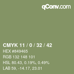 Farbcode: CMYK 11 / 0 / 32 / 42 | qconv.com