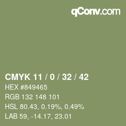 颜色代码: CMYK 11 / 0 / 32 / 42 | qconv.com
