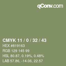 Color code: CMYK 11 / 0 / 32 / 43 | qconv.com