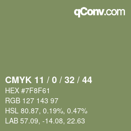 Color code: CMYK 11 / 0 / 32 / 44 | qconv.com