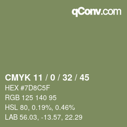 Color code: CMYK 11 / 0 / 32 / 45 | qconv.com