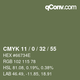 Color code: CMYK 11 / 0 / 32 / 55 | qconv.com